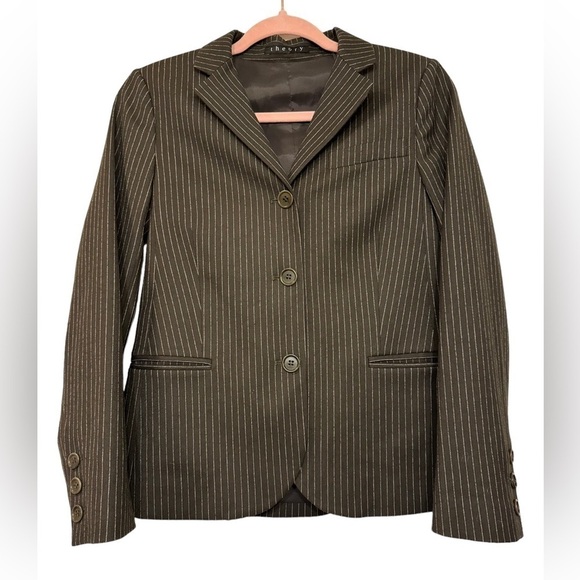 Theory Brown Pinstriped Blazer size Small - Picture 1 of 10